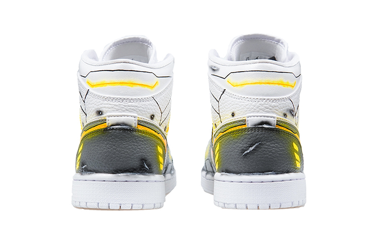 Shop (W) [Kasut Custom] Air Jordan 1 Mid 'Yuanji Project - Pahlawan Berperisai' 554725-130(Team-P女款英雄联盟剑圣灰橙色)