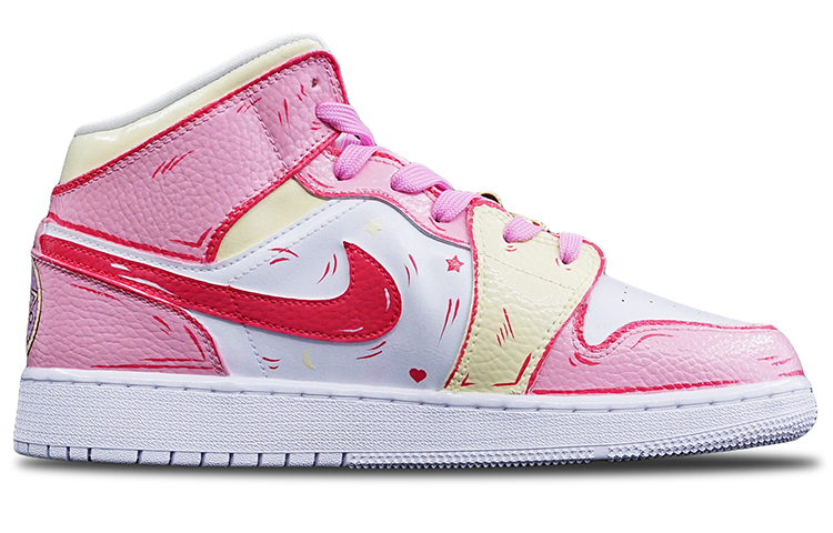 Order (W) [Sepatu Custom] Air Jordan 1 Mid Custom 'Sailor Moon' 554725-130(TeamT-女款动漫美少女战士)
