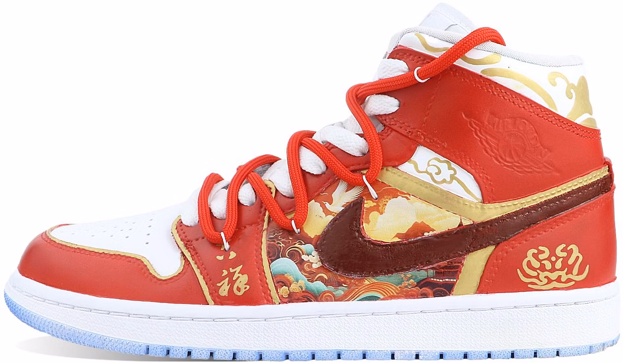 custom-shoes-women-air-jordan-1-mid-red-gold-dragon-and-phoenix-auspicious-new-year