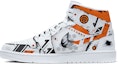 Buy (W) Zapatillas personalizadas Air Jordan 1 Mid Retro 'Blanco Naranja Negro' 554725-130(TeamE-女款白橙黑)