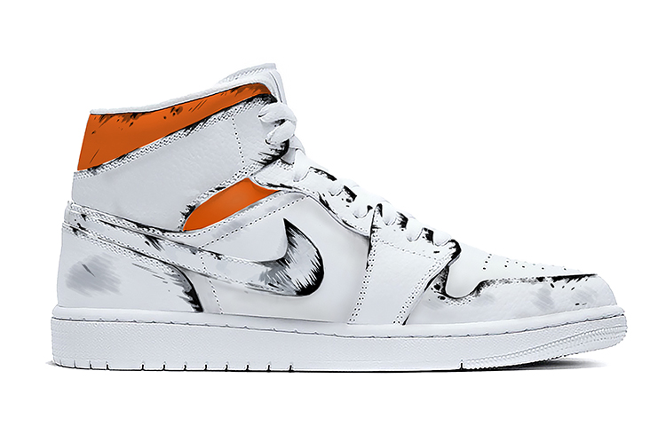 Order (W) Zapatillas personalizadas Air Jordan 1 Mid Retro 'Blanco Naranja Negro' 554725-130(TeamE-女款白橙黑)
