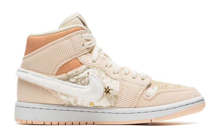 Lookbook (W) [Sepatu Kustom] Air Jordan 1 Mid SE 'Korduroi Valentine Putih-Merah Muda' DA8009-108(TeamB-情人节星月白粉S-BOX)