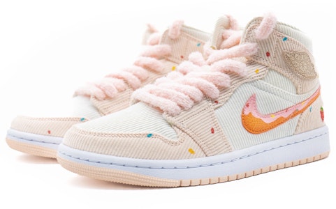【定制球鞋】Jordan Air Jordan 1 Mid SE "燈芯絨" 毛絨 甜甜圈 燈芯絨 高幫 復古籃球鞋 女款 粉紅 Shop 【定制球鞋】Jordan Air Jordan 1 Mid SE "燈芯絨" 毛絨 甜甜圈 燈芯絨 高幫 復古籃球鞋 女款 粉紅