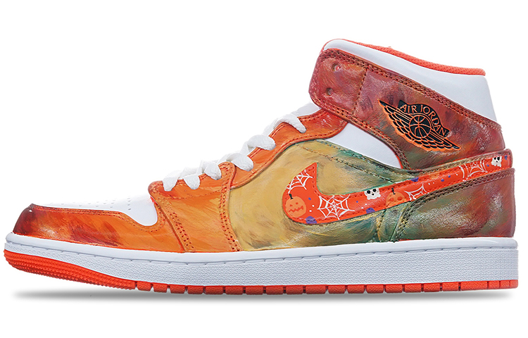Buy (W) 커스텀 에어 조던 1 미드 SE '할로윈 그래피티' DM3531-800(TeamT-男女款万圣节涂鸦金橙白)