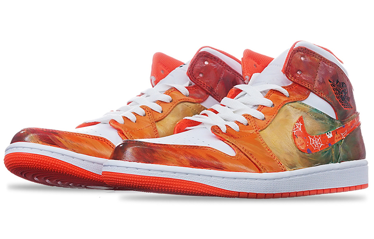 Lookbook (W) 커스텀 에어 조던 1 미드 SE '할로윈 그래피티' DM3531-800(TeamT-男女款万圣节涂鸦金橙白)