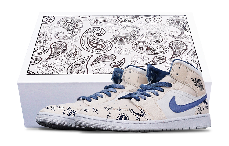 Buy (W) Zapatillas Personalizadas Air Jordan 1 Mid SE "Sand Paisley" DM9126-104(TeamT-AJ格腰果花S-BOX)