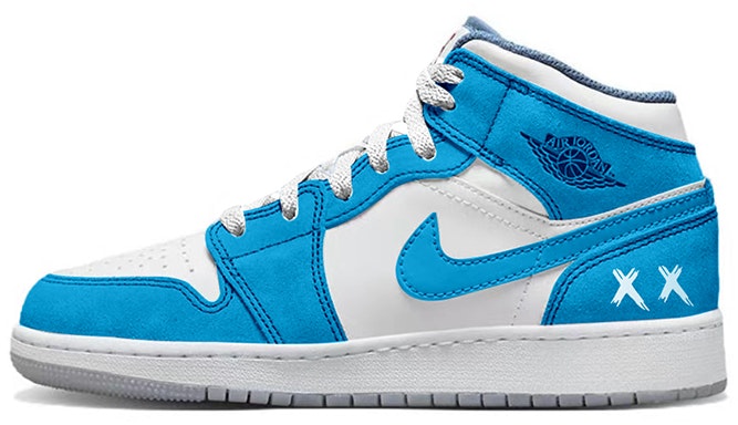 custom-shoes-women-air-jordan-1-mid-se-tide-wash-ice-age-graffiti-unc-blue