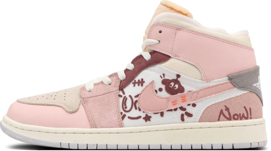 【訂製籃球鞋】Jordan Air Jordan 1 Mid SE Craft 粉色娃娃 百搭 中筒 復古籃球鞋 女款 粉色 Order 【訂製籃球鞋】Jordan Air Jordan 1 Mid SE Craft 粉色娃娃 百搭 中筒 復古籃球鞋 女款 粉色