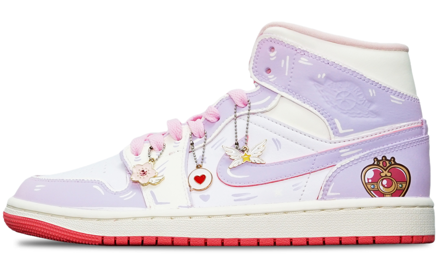 Buy 【客製化球鞋】Jordan Air Jordan 1 Mid 光變溫變 美少女戰士 愛心變身器 特殊鞋盒 中幫 復古籃球鞋 女款 米粉