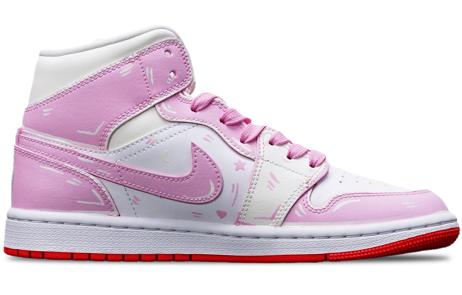 Lookbook (W) [Sepatu Kustom] Air Jordan 1 Mid Kotak Khusus 'Garis Pink yang Berubah Warna' BQ6472-116(TeamT-光变美少女战士S-BOX)