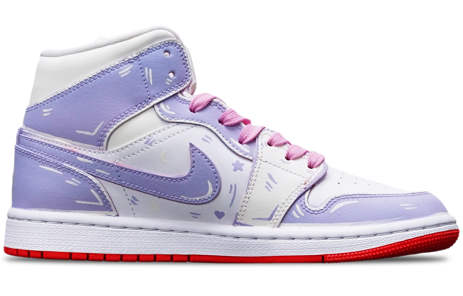 Shop (W) [Sepatu Kustom] Air Jordan 1 Mid Kotak Khusus 'Garis Pink yang Berubah Warna' BQ6472-116(TeamT-光变美少女战士S-BOX)