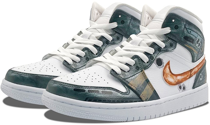 (W) 커스텀 에어 조던 1 레트로 '배틀필드 스프레이' 554725-129(TeamE-战地-白灰) Lookbook (W) 커스텀 에어 조던 1 레트로 '배틀필드 스프레이' 554725-129(TeamE-战地-白灰)