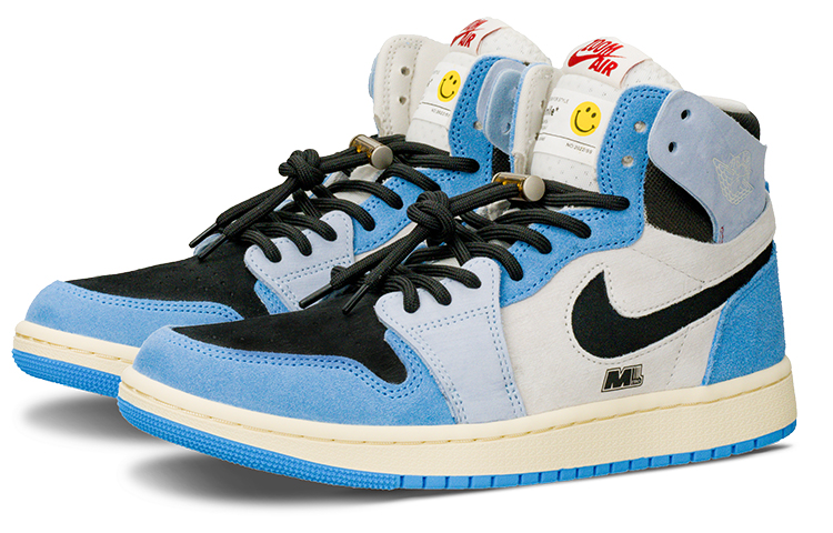 Shop 【定製籃球鞋】Jordan Air Jordan 1 反轉北卡 TMS 多巴胺 秋冬戶外搭配 防滑耐磨 高筒 復古籃球鞋 女款 黑藍