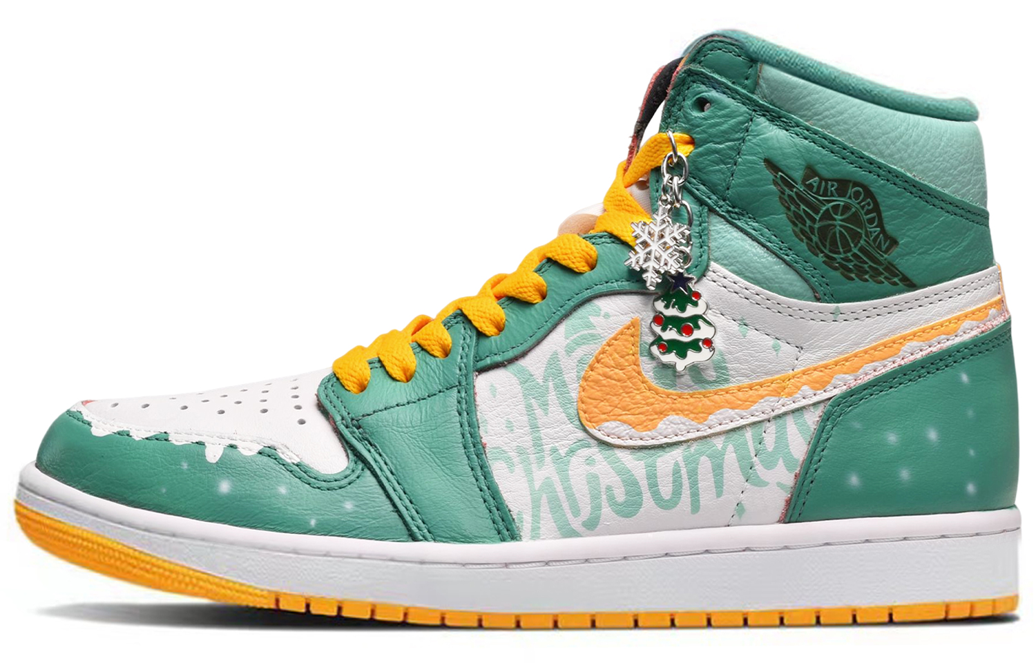 Order (W) [Kasut Custom] Air Jordan 1 Retro High OG 'Pokok Krismas - Hijau Putih Kuning' 555088-706(TeamE-女款圣诞树绿白黄)