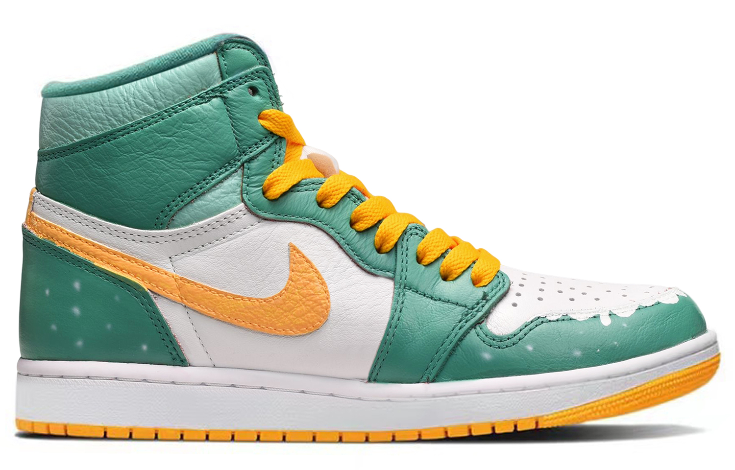 Lookbook (W) [Kasut Custom] Air Jordan 1 Retro High OG 'Pokok Krismas - Hijau Putih Kuning' 555088-706(TeamE-女款圣诞树绿白黄)