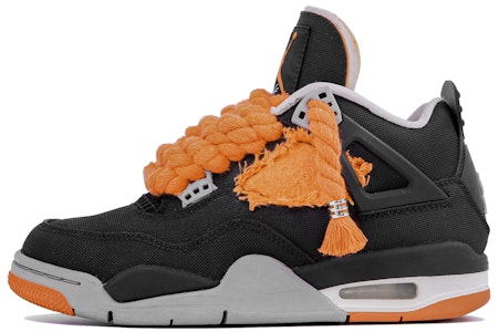 【定制球鞋】Air Jordan 4 Retro SE 萬聖節南瓜 麻繩鞋帶 改色 撞色 麻布 拼貼 中幫 復古籃球鞋 女款 黑橙 Buy 【定制球鞋】Air Jordan 4 Retro SE 萬聖節南瓜 麻繩鞋帶 改色 撞色 麻布 拼貼 中幫 復古籃球鞋 女款 黑橙