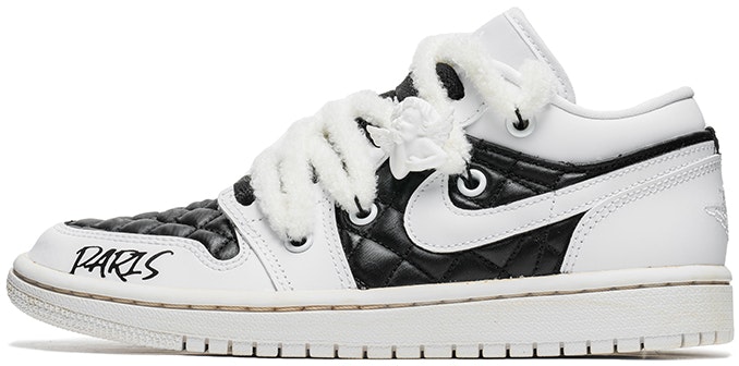 custom-shoes-women-air-jordan-x-1-low-quilted-chanel-inspired-black-white-deconstructed