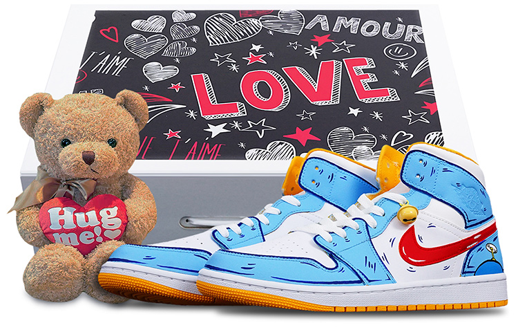 [Custom Shoes] (W) Jordan Doraemon 1 Mid 'Christmas Bamboo Copter Blue White Red'