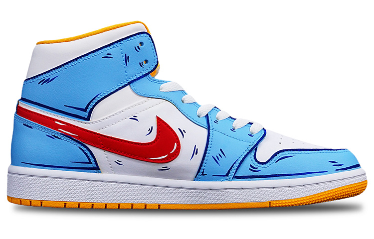 [Custom Shoes] (W) Jordan Doraemon 1 Mid 'Christmas Bamboo Copter Blue White Red' 圖 3