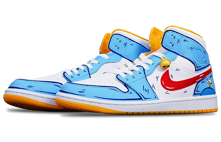 [Custom Shoes] (W) Jordan Doraemon 1 Mid 'Christmas Bamboo Copter Blue White Red' 圖 4