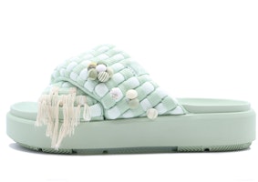 【訂製球鞋】 Jordan Sophia 滑脫鞋 編織 流蘇 防滑潮流舒適 休閒百搭 波希米亞風 碎花一字拖鞋 女款 綠色 Order 【訂製球鞋】 Jordan Sophia 滑脫鞋 編織 流蘇 防滑潮流舒適 休閒百搭 波希米亞風 碎花一字拖鞋 女款 綠色