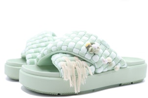 【訂製球鞋】 Jordan Sophia 滑脫鞋 編織 流蘇 防滑潮流舒適 休閒百搭 波希米亞風 碎花一字拖鞋 女款 綠色 Shop 【訂製球鞋】 Jordan Sophia 滑脫鞋 編織 流蘇 防滑潮流舒適 休閒百搭 波希米亞風 碎花一字拖鞋 女款 綠色