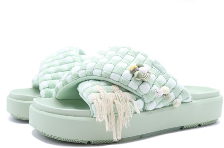 【訂製球鞋】 Jordan Sophia 滑脫鞋 編織 流蘇 防滑潮流舒適 休閒百搭 波希米亞風 碎花一字拖鞋 女款 綠色 Shop 【訂製球鞋】 Jordan Sophia 滑脫鞋 編織 流蘇 防滑潮流舒適 休閒百搭 波希米亞風 碎花一字拖鞋 女款 綠色