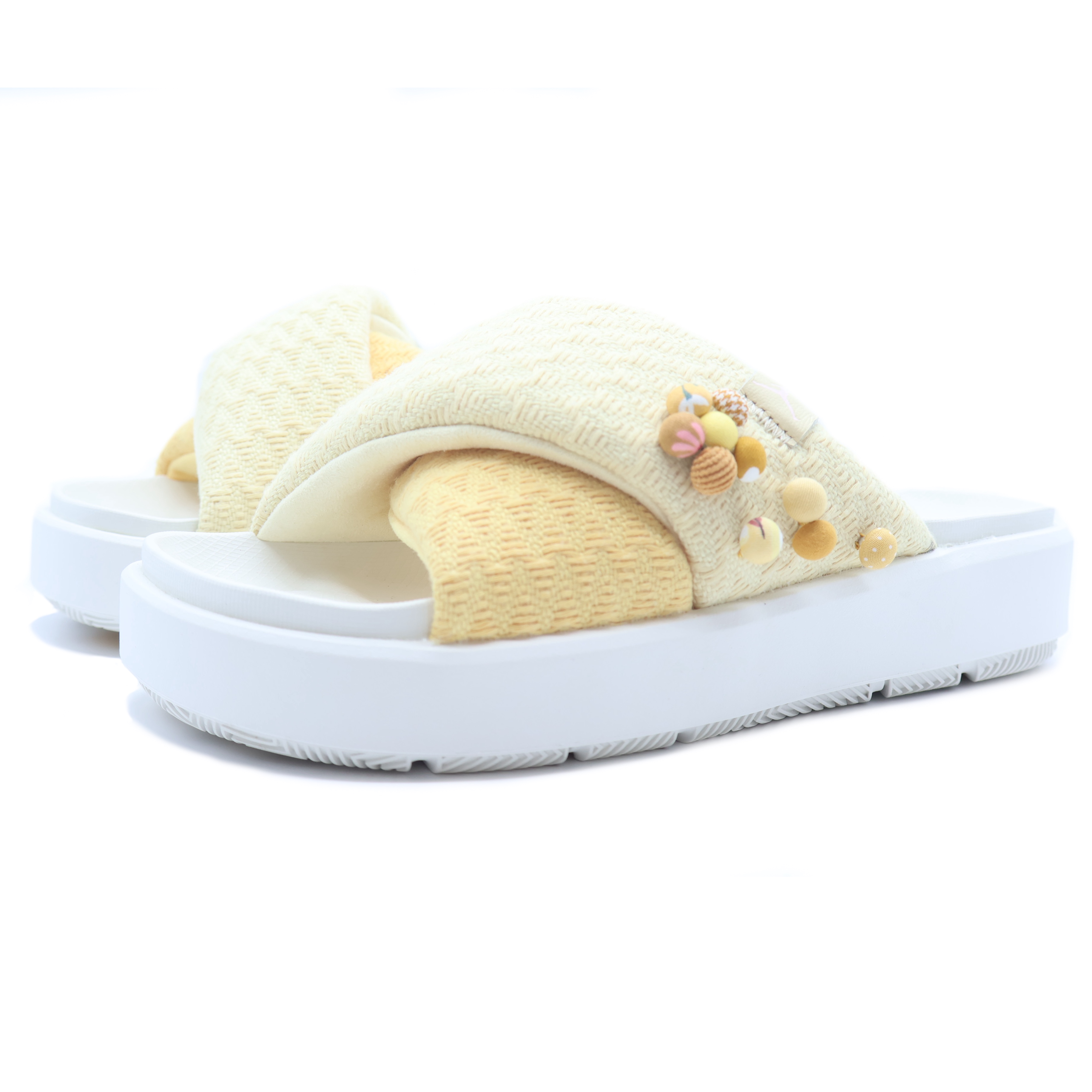 Shop (W) [Sepatu Kustom] Air Jordan Sophia Slide 'Kuning Pucat Bunga' FJ9107-161（Team155-HS）