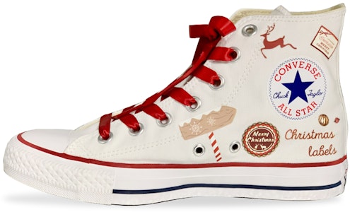 【訂製球鞋】Converse HI Top Chuck Taylor All Star 高幫 聖誕禮物 緞帶鞋帶 帆布鞋 男女款 白紅 Order 【訂製球鞋】Converse HI Top Chuck Taylor All Star 高幫 聖誕禮物 緞帶鞋帶 帆布鞋 男女款 白紅