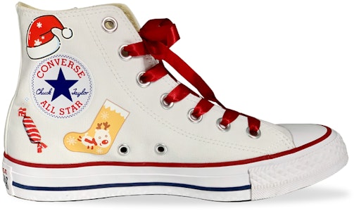 【訂製球鞋】Converse HI Top Chuck Taylor All Star 高幫 聖誕禮物 緞帶鞋帶 帆布鞋 男女款 白紅 Lookbook 【訂製球鞋】Converse HI Top Chuck Taylor All Star 高幫 聖誕禮物 緞帶鞋帶 帆布鞋 男女款 白紅