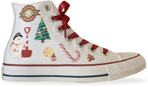 【訂製球鞋】Converse HI Top Chuck Taylor All Star 高幫 聖誕禮物 緞帶鞋帶 帆布鞋 男女款 白紅 Shop 【訂製球鞋】Converse HI Top Chuck Taylor All Star 高幫 聖誕禮物 緞帶鞋帶 帆布鞋 男女款 白紅