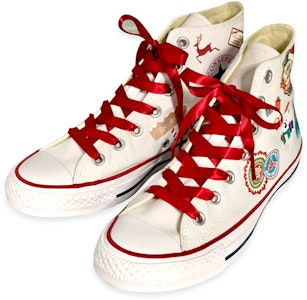 【訂製球鞋】Converse HI Top Chuck Taylor All Star 高幫 聖誕禮物 緞帶鞋帶 帆布鞋 男女款 白紅 Purchase 【訂製球鞋】Converse HI Top Chuck Taylor All Star 高幫 聖誕禮物 緞帶鞋帶 帆布鞋 男女款 白紅