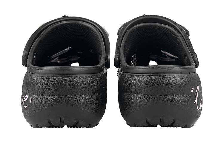 Purchase (W) 크록스 클래식 클로그 '블랙 핑크 구름 리본' (50 characters) 206750-001(Team叁-女洞洞鞋黑粉蝴蝶结)