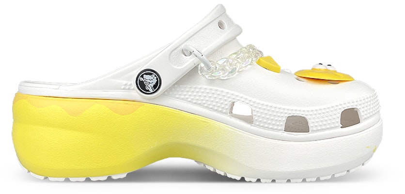 【定制球鞋】 Crocs卡駱馳 Classic clog 是在玩鞋 雲朵 芝士奶酪 鐳射鏈條 裝飾扣 洞洞鞋 女款 白黃 Order 【定制球鞋】 Crocs卡駱馳 Classic clog 是在玩鞋 雲朵 芝士奶酪 鐳射鏈條 裝飾扣 洞洞鞋 女款 白黃