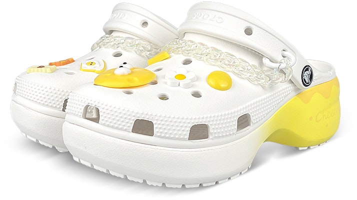 【定制球鞋】 Crocs卡駱馳 Classic clog 是在玩鞋 雲朵 芝士奶酪 鐳射鏈條 裝飾扣 洞洞鞋 女款 白黃 Lookbook 【定制球鞋】 Crocs卡駱馳 Classic clog 是在玩鞋 雲朵 芝士奶酪 鐳射鏈條 裝飾扣 洞洞鞋 女款 白黃