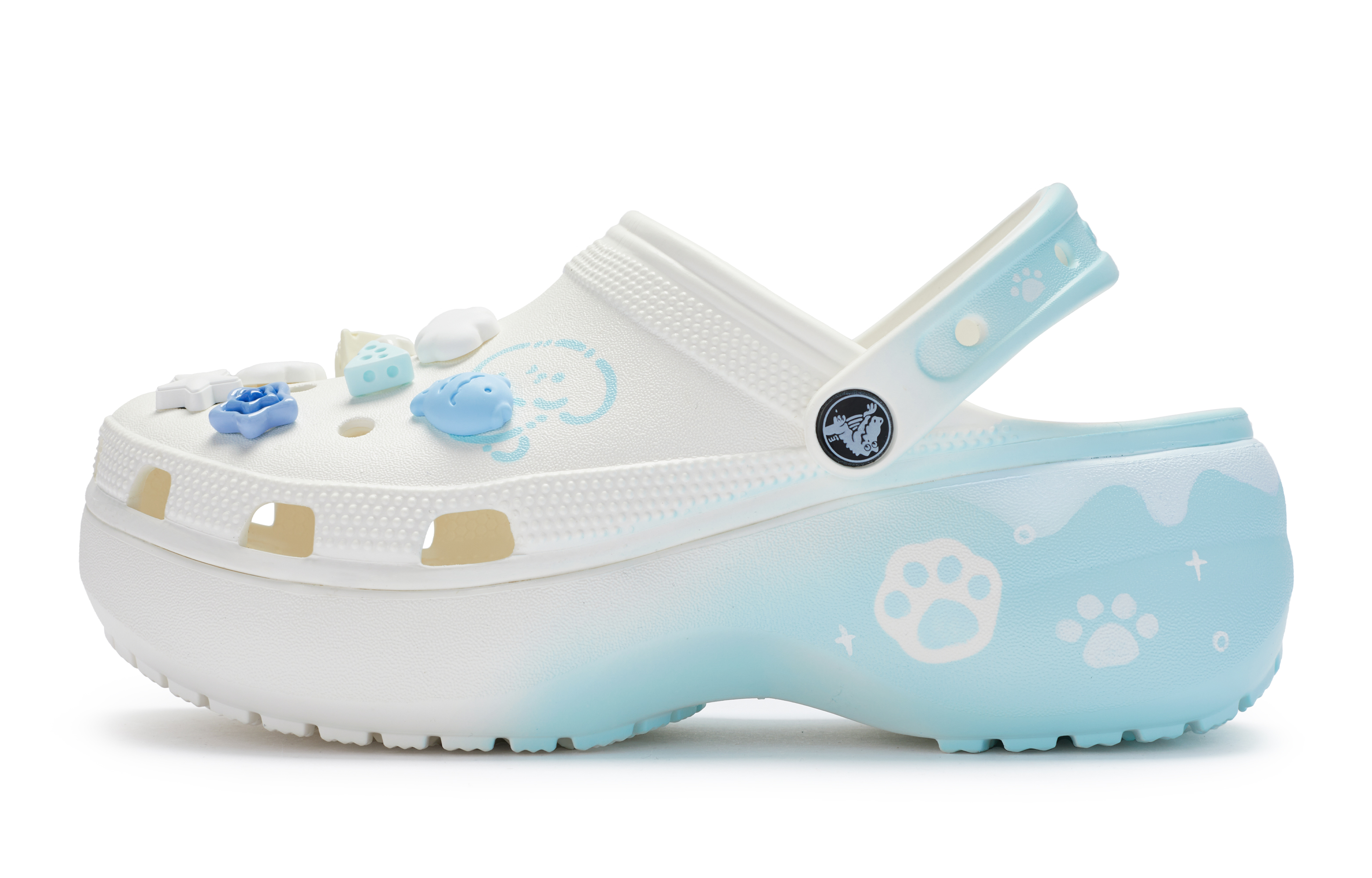 Buy (W) [定制鞋] Crocs经典拖鞋“冰淇淋白-蓝” 206750-100(Team80-女款汪牌糕糕白蓝)