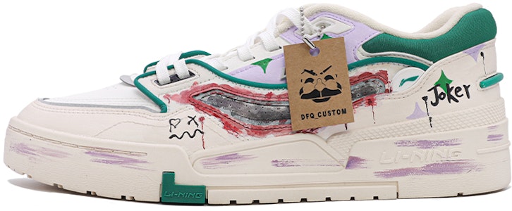 【定製球鞋】 LiNing李寧 001 BTC 塗鴉 小丑 復古 做舊 情侶 低幫 板鞋 女款 白綠 Buy 【定製球鞋】 LiNing李寧 001 BTC 塗鴉 小丑 復古 做舊 情侶 低幫 板鞋 女款 白綠