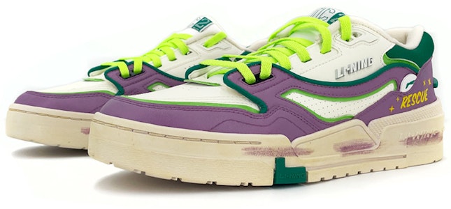 【客製化球鞋】 LiNing 李宁 001 BTC vibe風做舊 英文塗鴉 低筒 板鞋 女款 紫綠 Lookbook 【客製化球鞋】 LiNing 李宁 001 BTC vibe風做舊 英文塗鴉 低筒 板鞋 女款 紫綠