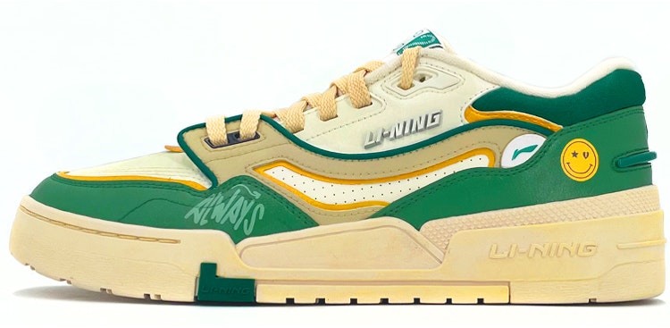 custom-shoes-women-li-ning-001-low-top-btc-vibe-yellow-green-graffiti-smile