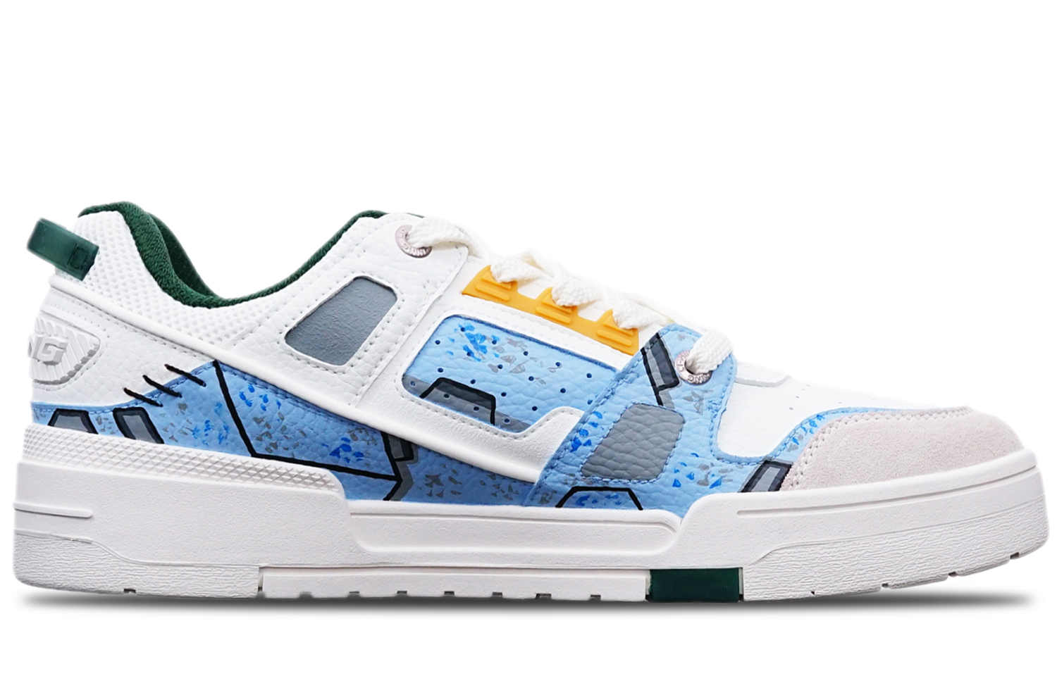 Order (W) [Kasut Custom] Li-Ning Custom 'Gundam Cyberpunk Biru Putih Kelabu' AGCR400-1(TeamT-战损高达机械风女蓝白灰)