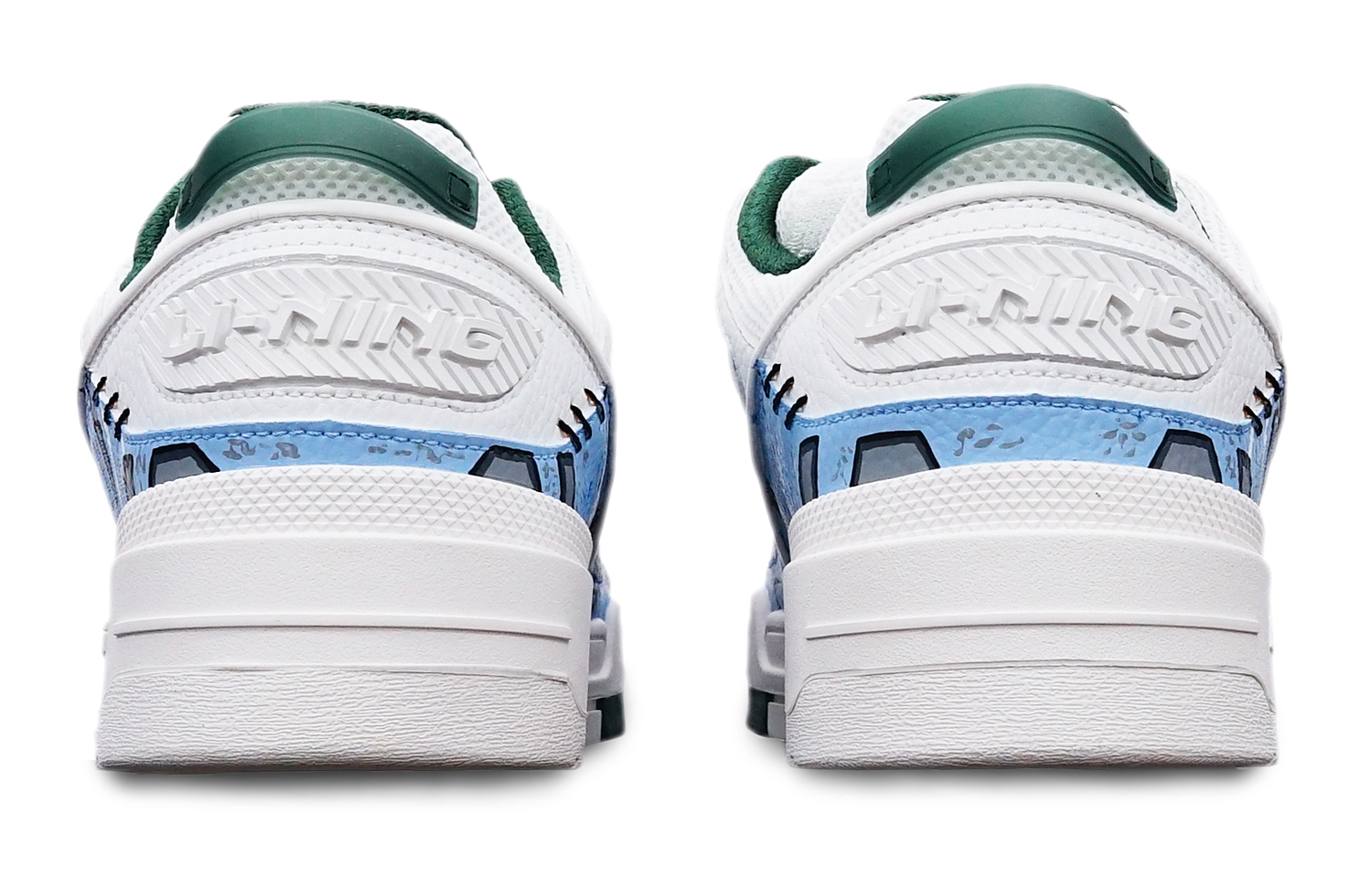 Shop (W) [Kasut Custom] Li-Ning Custom 'Gundam Cyberpunk Biru Putih Kelabu' AGCR400-1(TeamT-战损高达机械风女蓝白灰)