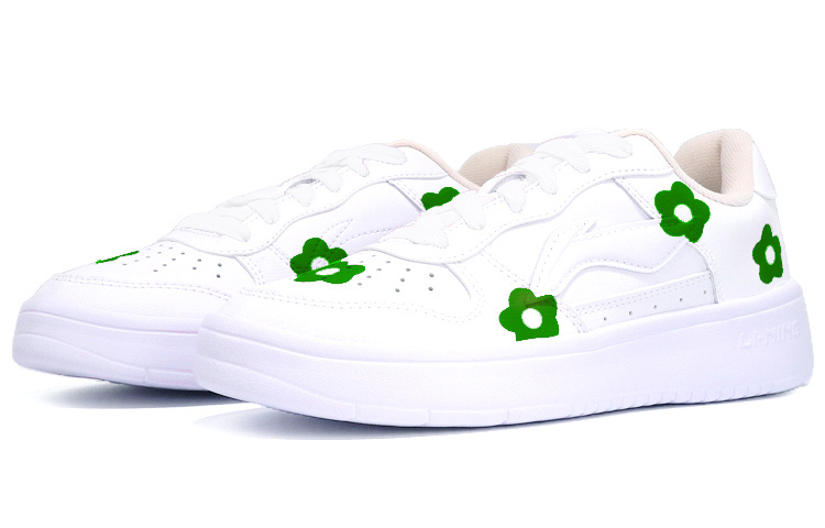 Lookbook (W) [Zapatos Personalizados] Li-Ning Custom 'Flores Grafiti Blanco-Verde' AGCQ578-1(TeamTen-女款绿花QD)