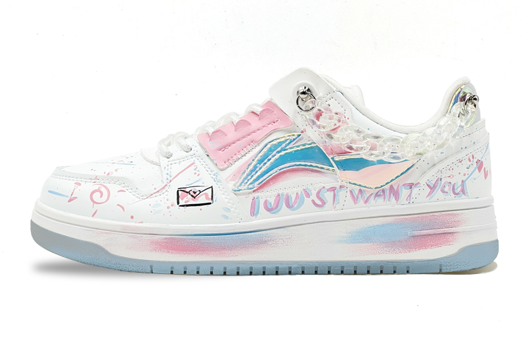 [Custom Shoes] (Women) Li-Ning Custom Graffiti 'Laser White Valentine's Day'