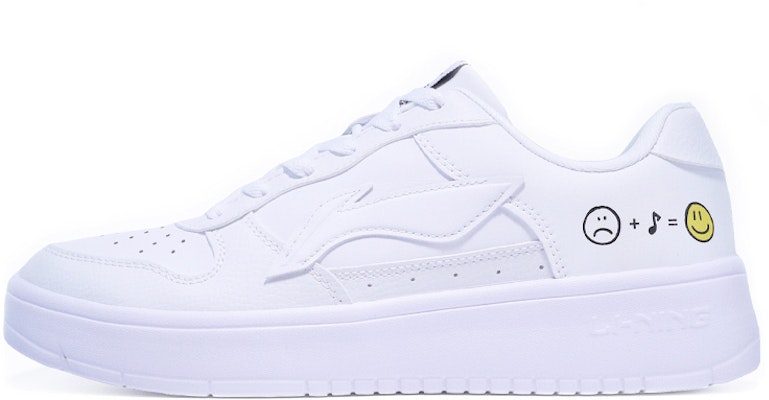 【定製球鞋】 LiNing李寧 手繪塗鴉 笑臉 音符 可愛 板鞋 女款 白黃 Buy 【定製球鞋】 LiNing李寧 手繪塗鴉 笑臉 音符 可愛 板鞋 女款 白黃