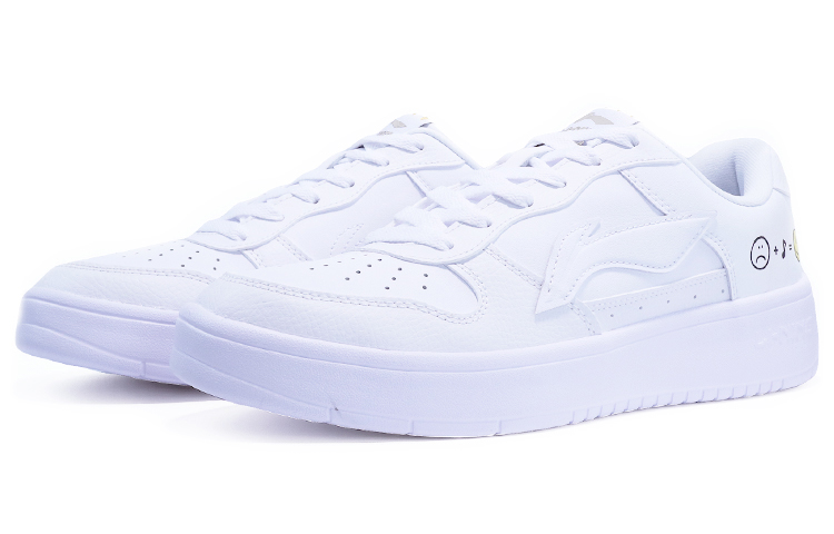 Lookbook 【定製球鞋】 LiNing李寧 手繪塗鴉 笑臉 音符 可愛 板鞋 女款 白黃