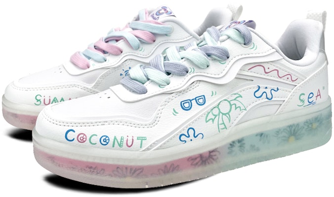 【定製球鞋】Disney x LiNing 李寧 是在玩鞋 椰樹 可愛 塗鴉 童趣 彩色 春夏 低幫 板鞋 女款 白粉 Lookbook 【定製球鞋】Disney x LiNing 李寧 是在玩鞋 椰樹 可愛 塗鴉 童趣 彩色 春夏 低幫 板鞋 女款 白粉