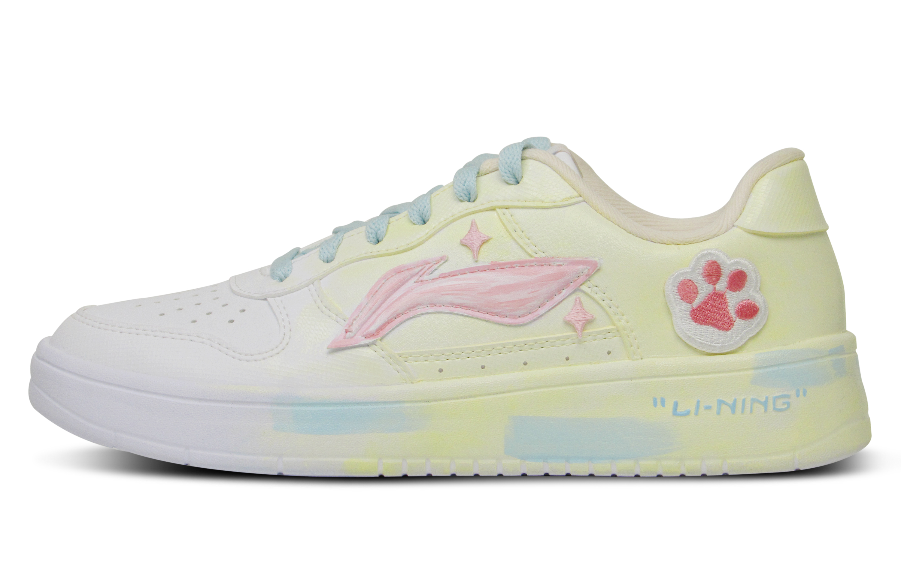 [Custom Shoes] (Women) Li-Ning Hand-Painted Distressed Low-Top Sneaker 'Light Pink' 'Cat Claw'