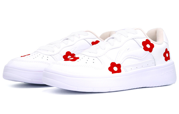 Lookbook (W) Zapatillas Li-Ning Pintadas a Mano "Graffiti Floral Blanco Rojo" AGCQ578-1(TeamTen-女款红花QD)