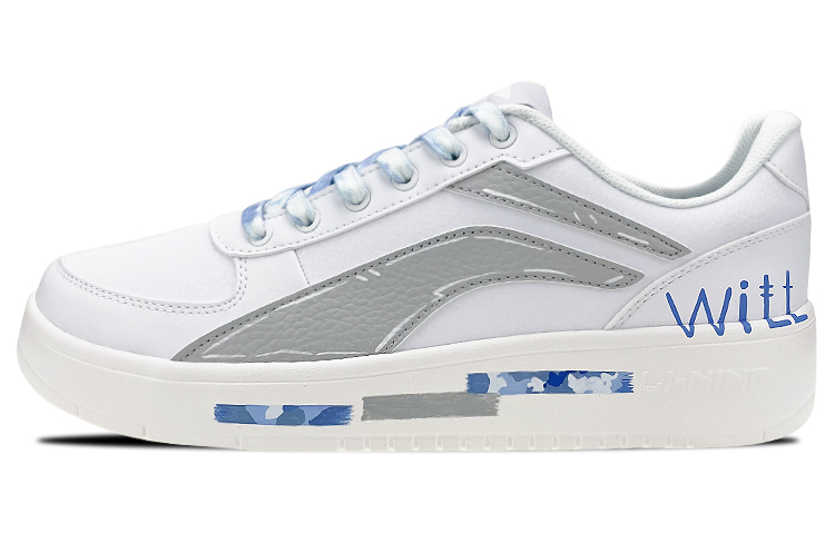 [Custom Shoes] (Women) Li-Ning Low 'Valentine's Day Blue Sky and Clouds Camo Graffiti'