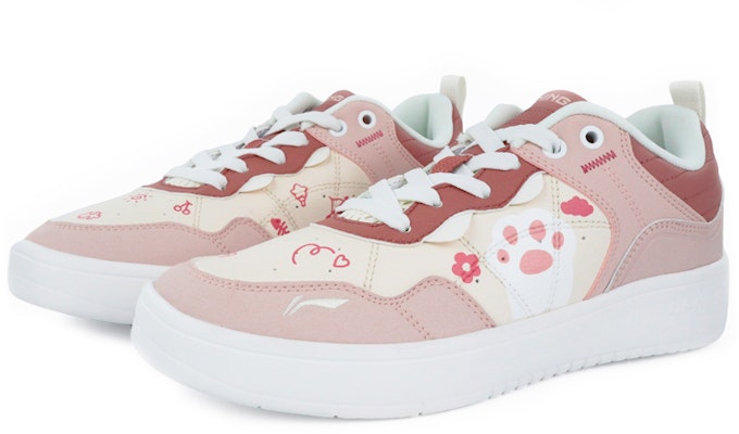 【訂製球鞋】 LiNing李寧 情人節禮物 可愛貓爪 噴塗手繪 低幫 板鞋 女款 粉色 Lookbook 【訂製球鞋】 LiNing李寧 情人節禮物 可愛貓爪 噴塗手繪 低幫 板鞋 女款 粉色